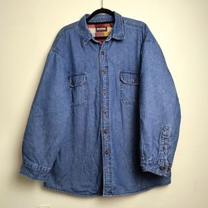 Wolverine Blue Denim Trucker Driver Fleece Jacket Men's Size XXL Winter Casual